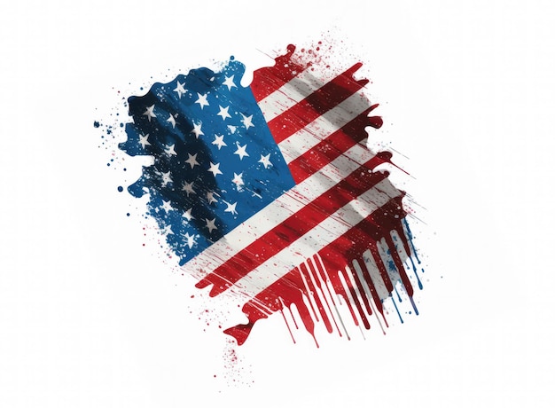 孤立した背景に芸術的に描かれた米国の国旗の概念 生成 AI