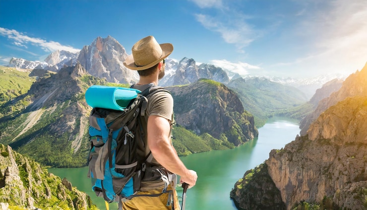Foto concept van avontuur en extreme reizen