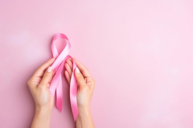 concept van borstkankerdag en roze lint ai gegenereerd