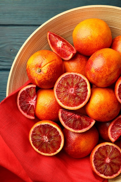 Concept van citrus met rood oranje bovenaanzicht