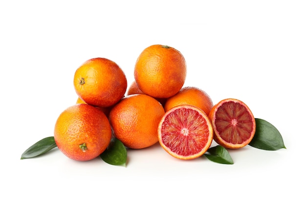 Concept van citrus met rood oranje geïsoleerd op een witte achtergrond