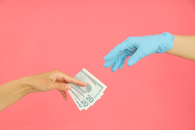 Concept van corruptie in de geneeskunde, illegaal geld verdienen in de geneeskunde