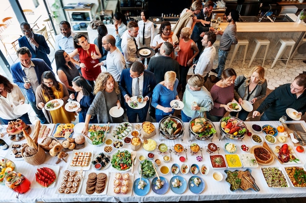 Concept van de de Partijeenheid van het voedsel het Feestelijke Restaurant