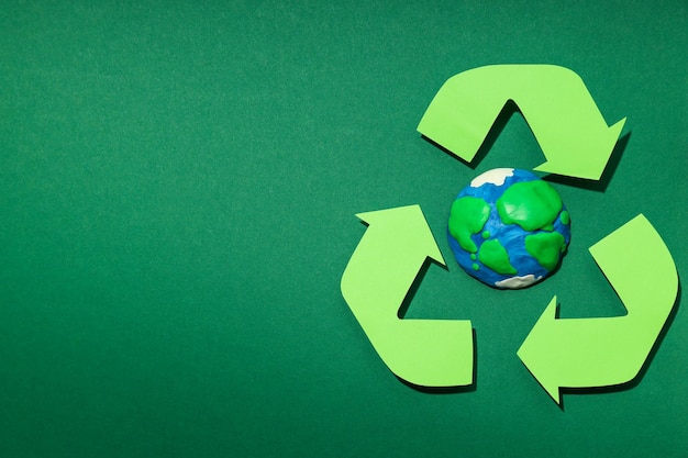 Concept van de wereld redden en ruimte voor tekst recyclen