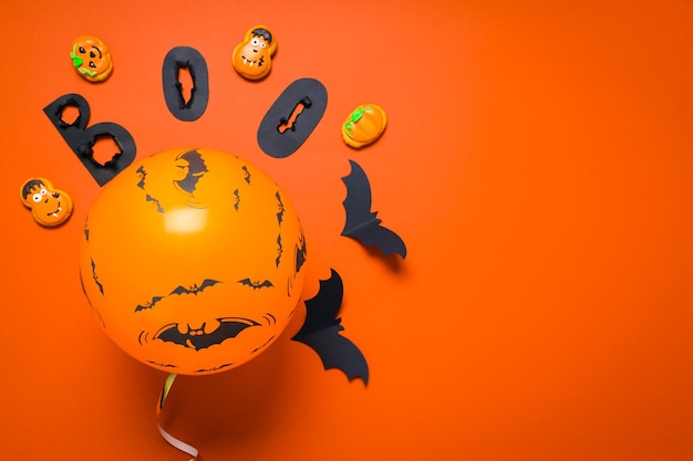 Concept van Halloween Halloween-ballonruimte voor tekst