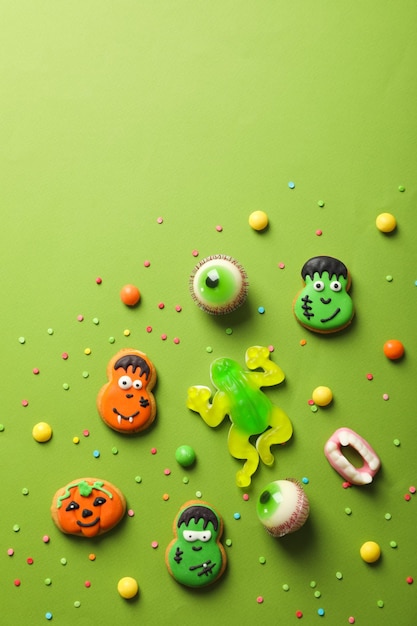 Concept van Halloween-snoepjes grappige snoepjes ruimte voor tekst