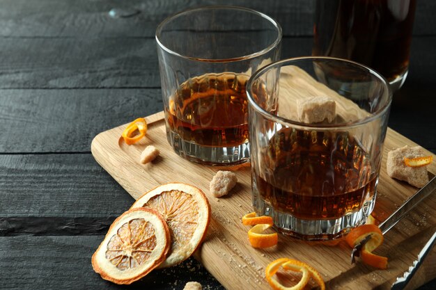 Concept van harde alcoholische dranken met cognac