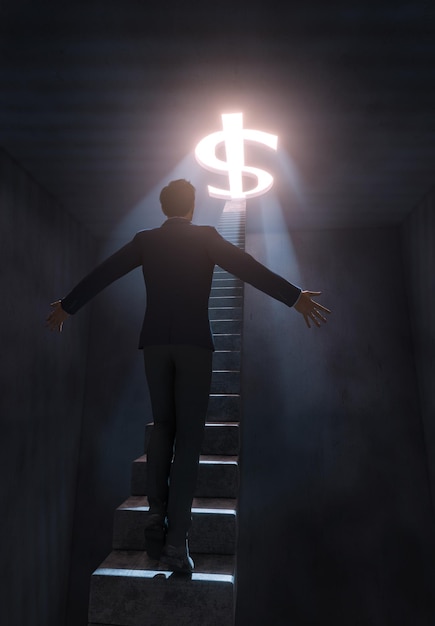 Concept van het geld van de zakenman Fotorealistische 3D-rendering
