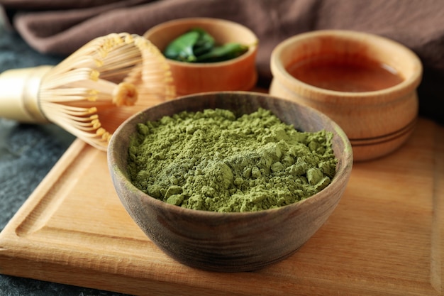 Concept van Japanse thee met matcha, close-up