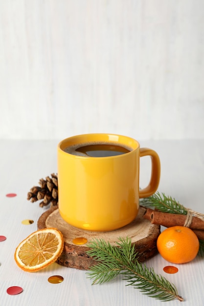 Concept van kerstmis en gelukkig nieuwjaar kerstmis koffie ruimte voor tekst