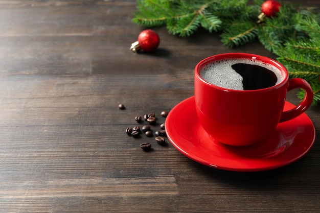 Concept van Kerstmis en gelukkig Nieuwjaar Kerstmis koffie ruimte voor tekst