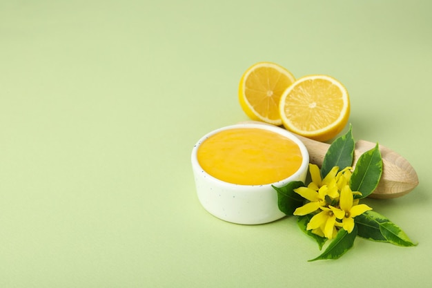 Concept van lekker eten lemon curd ruimte voor tekst