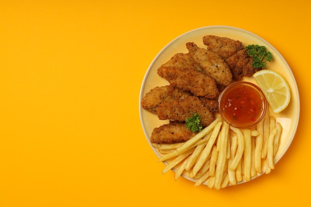 Concept van lekker eten met Chicken strips ruimte voor tekst