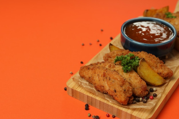 Concept van lekker eten met Chicken strips ruimte voor tekst