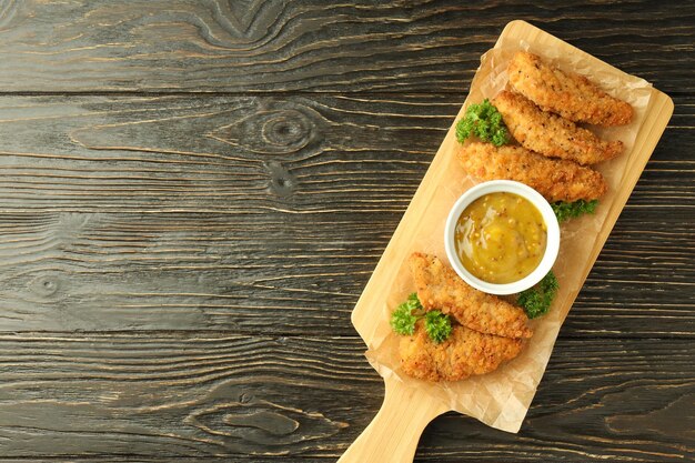 Concept van lekker eten met Chicken strips ruimte voor tekst