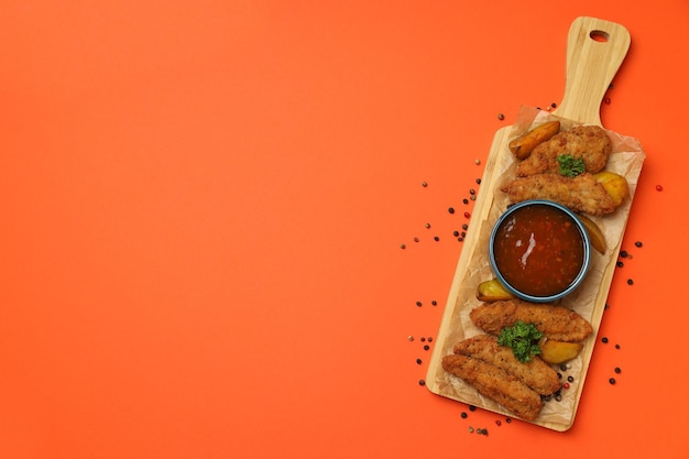 Concept van lekker eten met Chicken strips ruimte voor tekst