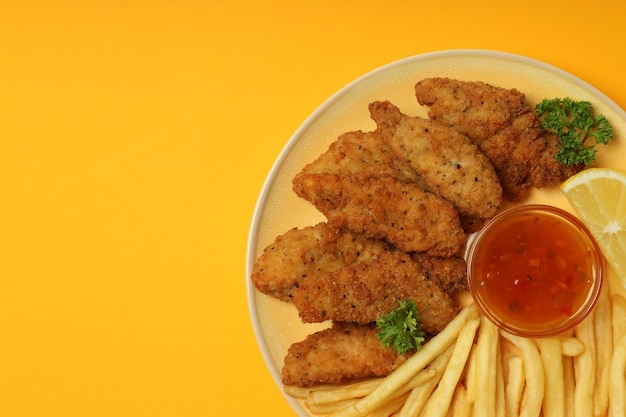 Concept van lekker eten met Chicken strips ruimte voor tekst