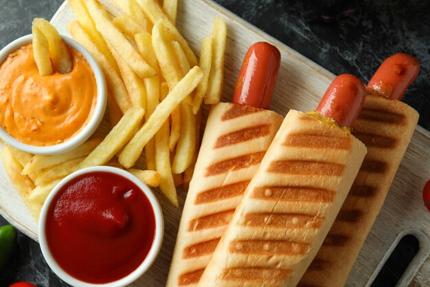 Concept van lekker eten met Franse hotdog