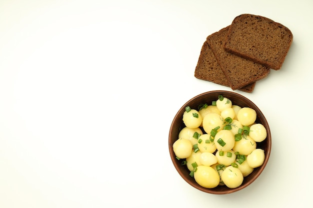 Concept van lekker eten met gekookte jonge aardappelen ruimte voor tekst