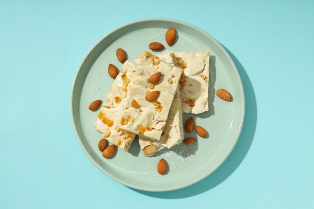 Concept van lekker eten nougat bovenaanzicht