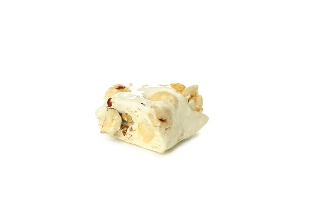 Concept van lekker eten nougat geïsoleerd op een witte achtergrond