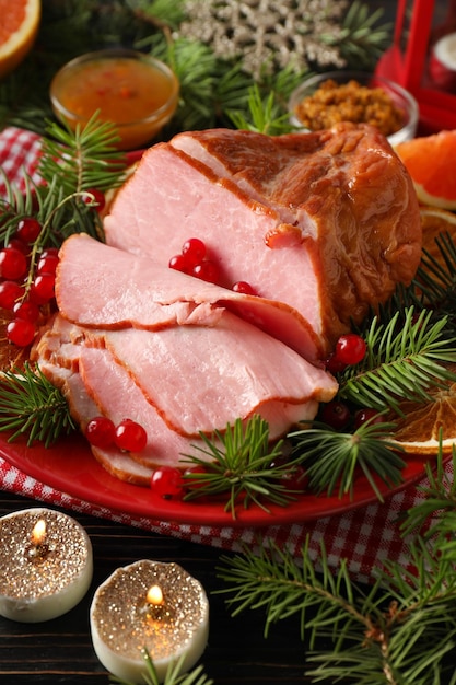 Concept van lekker eten vlees eten Ham