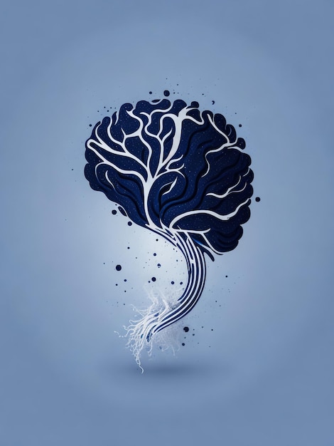 Concept van menselijke intelligentie met menselijk brein op blauwe achtergrond
