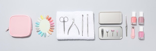 Concept van nail art tools voor pedicure en manicure