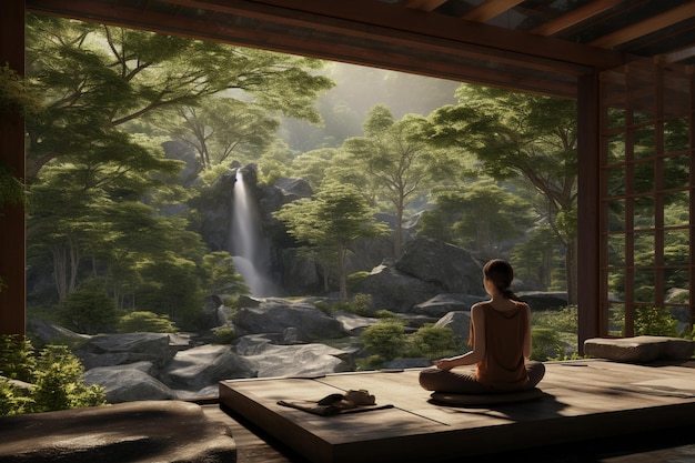 Concept van ontspanning in yoga retreats te midden van de natuur