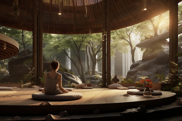 Concept van ontspanning in yoga retreats te midden van de natuur