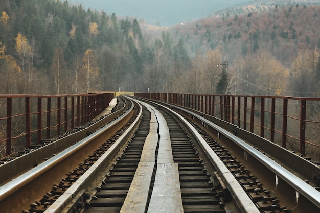 Concept van reis- en avonturenspoorweg in de bergen