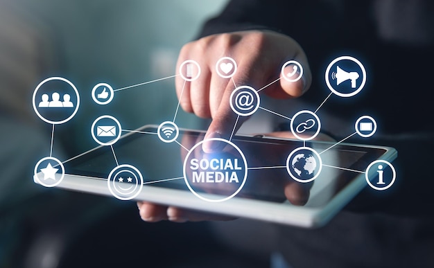 Concept van sociale media Netwerkcommunicatie