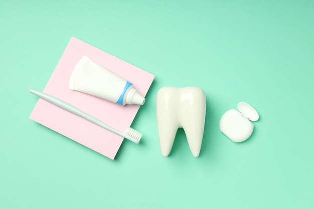 Concept van tandheelkundige zorg of tandverzorging bovenaanzicht