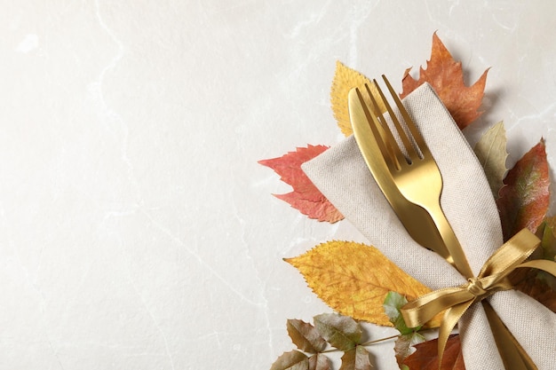 Concept van Thanksgiving day Autumn-tafel die ruimte voor tekst instelt