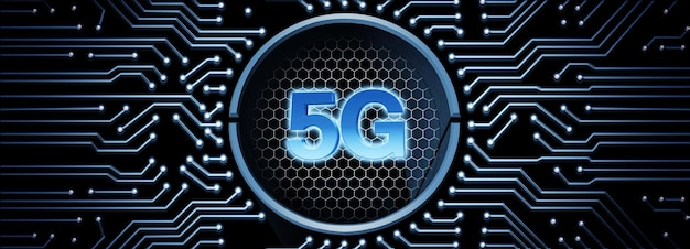 Foto concept van toekomstige technologie 5g netwerksystemen en internet 3d illustratie