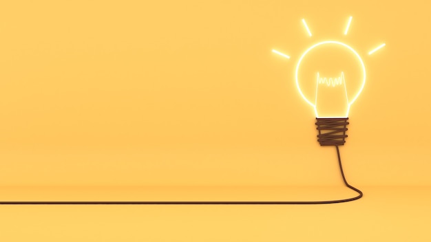 concept van visualisatie brengt wijsheid en creativiteitcreatieve denkbeelden op gele achtergrond