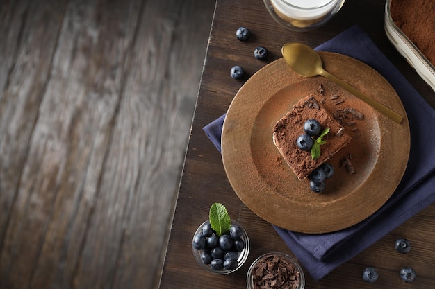 Concept van zoet eten Tiramisu cake ruimte voor tekst