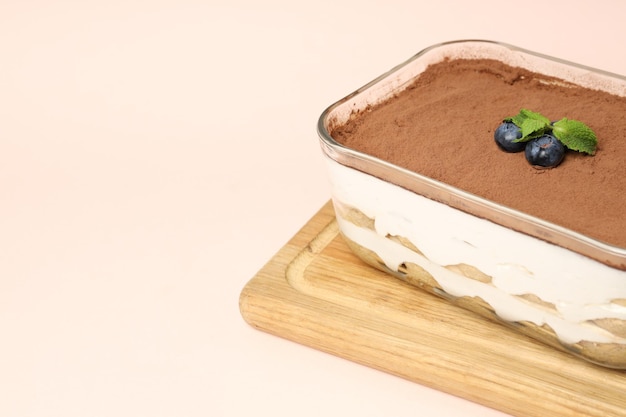 Concept van zoet eten Tiramisu cake ruimte voor tekst