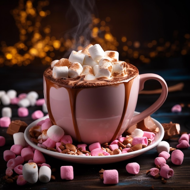 concept van zoete drank smakelijke cacao drank met marshmallow