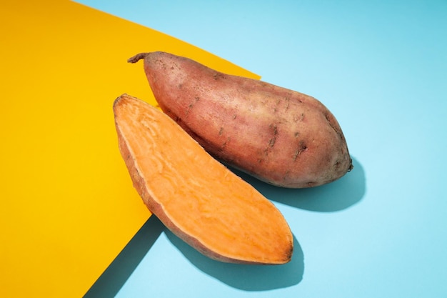 Photo concept of vegetables tasty sweet potato batat