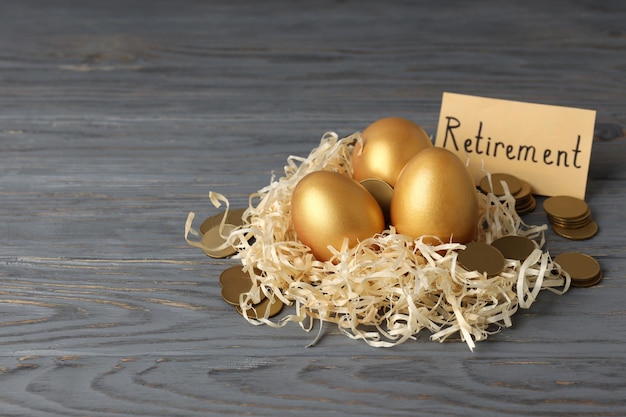 Concept of wealth and retirement golden eggs