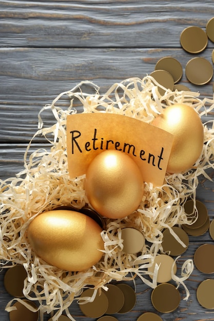 Concept of wealth and retirement golden eggs