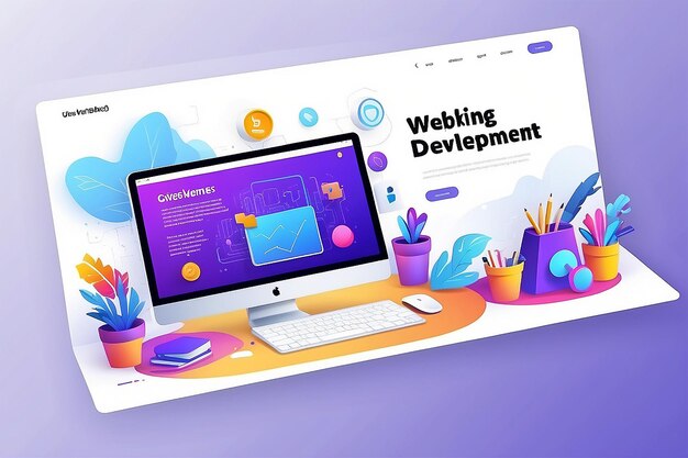 Concept web design website page development The working process Template landing page for website