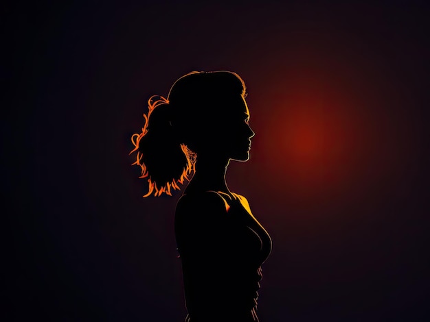 Concept of womans day Silhouette of a woman on a dark light background ai generative