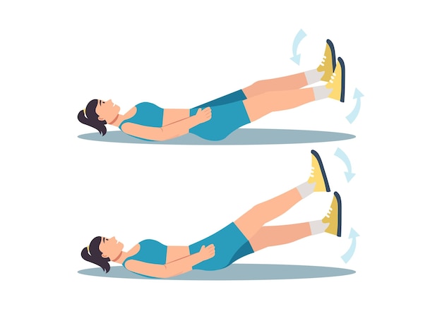 Concept Women's workout in the flat cartoon design The illustration featuring women