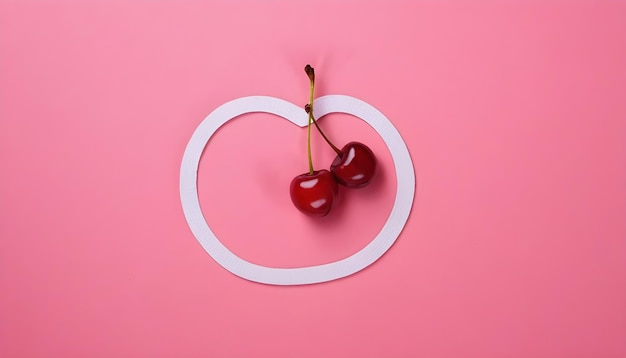 女性の健康のコンセプト ガスケット 陰道の分泌 ピンクの背景 赤いチェリー