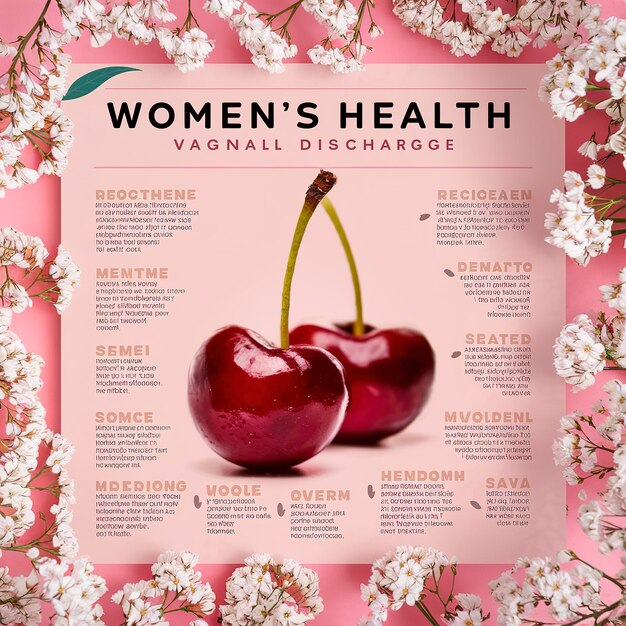 The concept of womens health Gaskets Vaginal discharge Pink background Red cherry