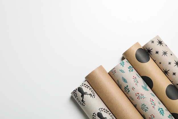 Concept of wrapping gift composition with wrapping paper