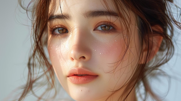 若いアジア人の女性のためのコンセプト 美容写真 化品 皮膚ケア ボディケア