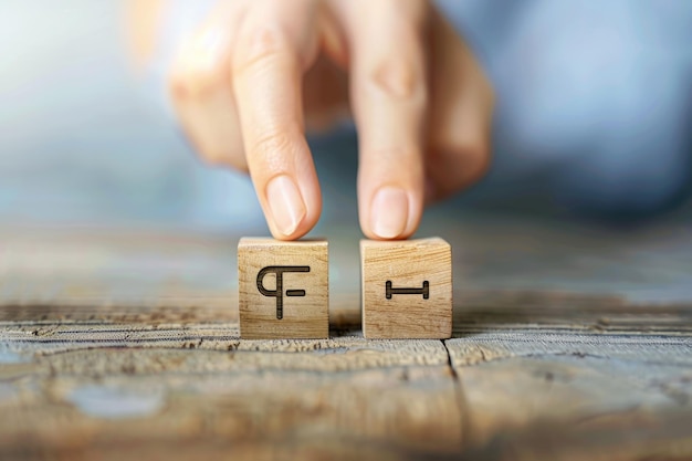 Concepts of gender equality Hand flip wooden cube with symbol unequal change to equal sign